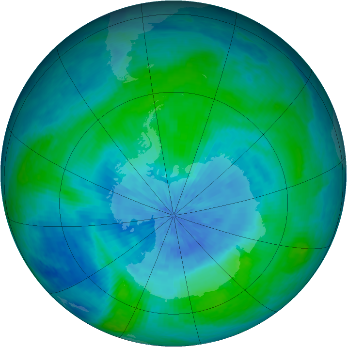 Antarctic ozone map for 02 March 2003